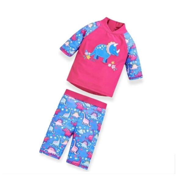 JoJo Maman Bebe dinosaur rashguard Girls Size 1-2 years Excellent condition exce - Picture 1 of 6